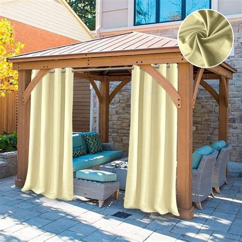 Domdil Outdoor Curtains For Gazebo With Eyelets Mildew Resistan