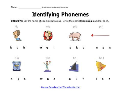 Identifying Phonemes Worksheet Zone