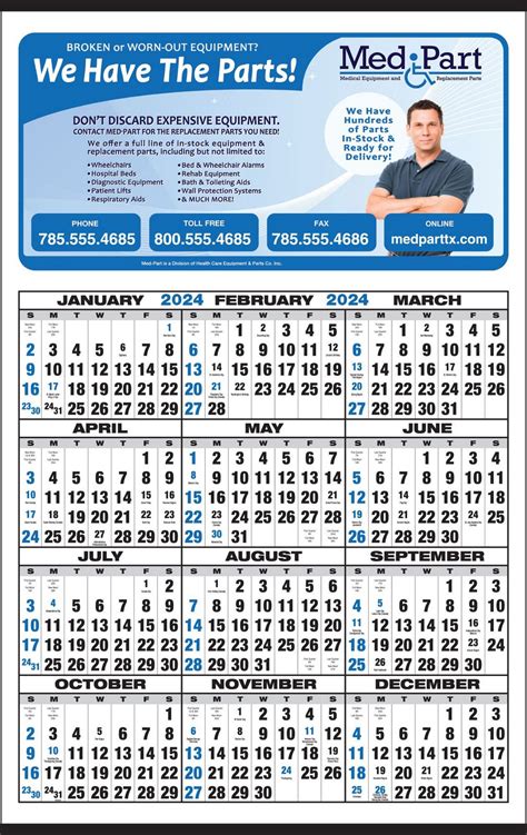 Custom Year View Calendar 145x23 Full Color Imprint
