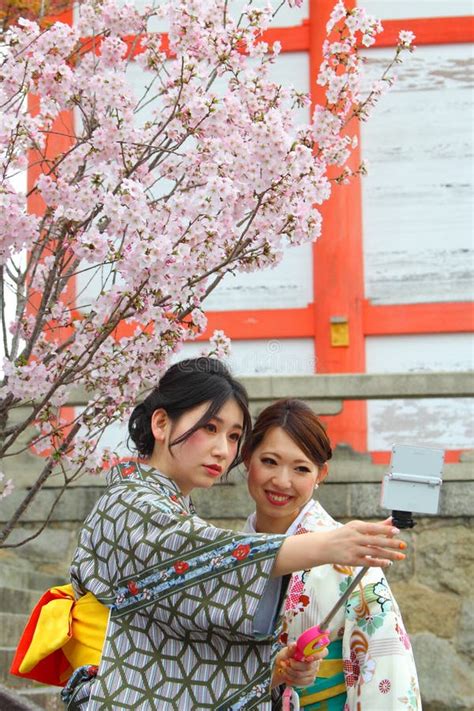 Japanese Girls Taking Selfie Editorial Stock Image Image Of Dress Tree 76271944