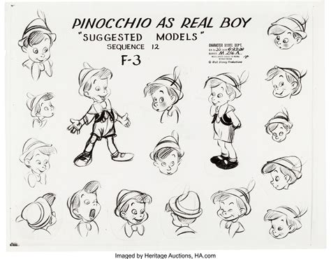 Pinocchio As Real Boy And Costume Model Print Sheets Group Of 3 Lot