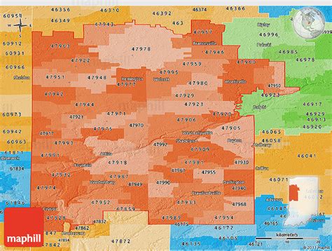 Political Shades Panoramic Map Of Zip Codes Starting With 479