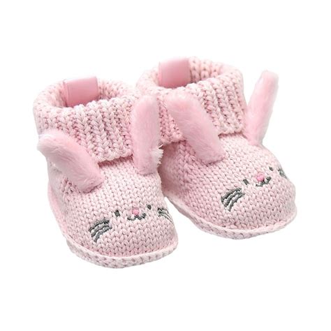 Goldbug Newborn Crochet Knit Bunny Bootie In Pink Little Toes Will