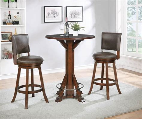 Opens in a new tab. 100487 3 pc Rec room chestnut finish wood bar height ...