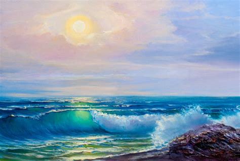 Seascape Painting Sea Wave Stock Photo By ©sbelov 182475666