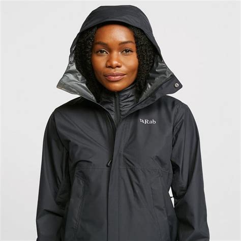 Rab Womens Downpour Eco Waterproof Jacket Blacks