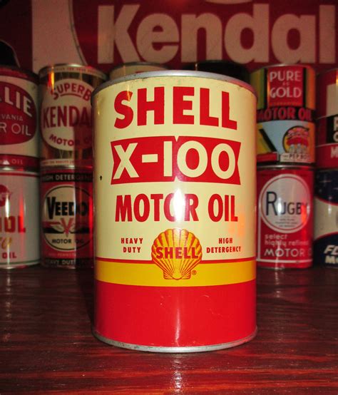 Shell X 100 1 Qt Metal Motor Oil Can Circa 1950s Vintage Oil Cans