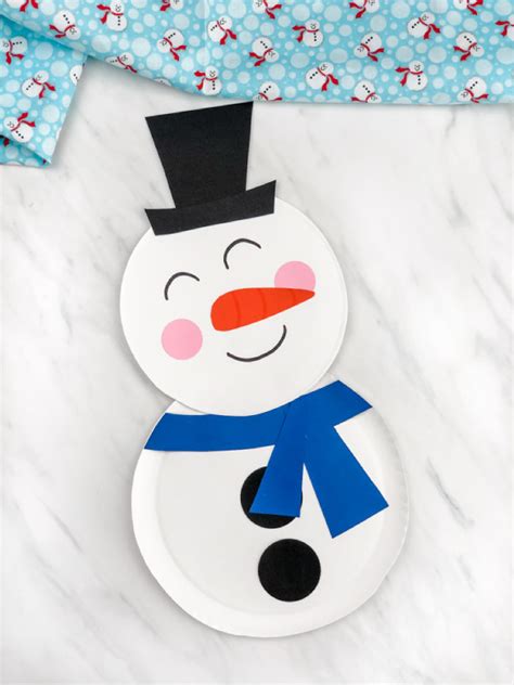 Snowman Paper Plate Craft For Kids Free Template