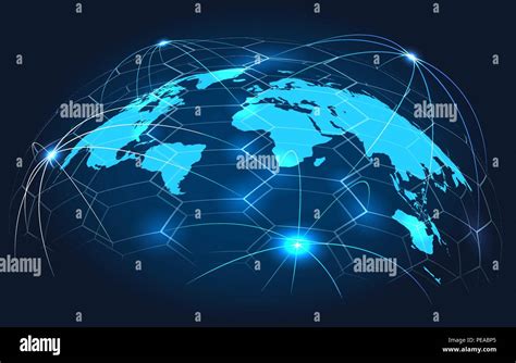 Global Connection Concept Connections World Map On Blue Background