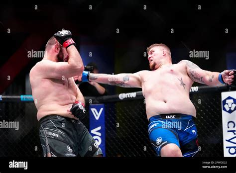Las Vegas Nv April 29 Martin Buday And Jake Collier Fight In A Heavyweight Bout At Ufc Apex
