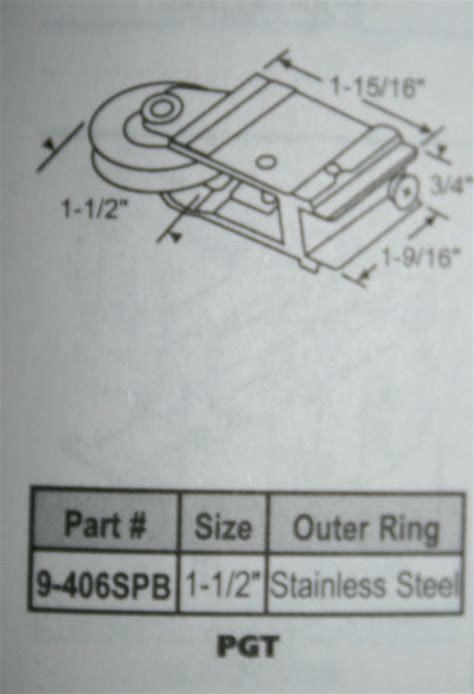 PGT Door Roller 9-406SPB Stainless Steel Wheel