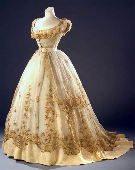 Embroidered Tulle Ball Gown Ca 1865 Via Wien Museum Antique Fashion