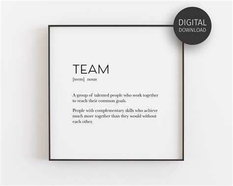Team Definition Poster Teamwork Printable Teamwork Wall Art Etsy Uk