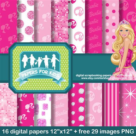 Digital Papers Barbie Girls Invitation Background Glitter