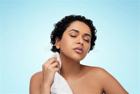 Young African American Woman With Bath Towel Stock Image Image Of