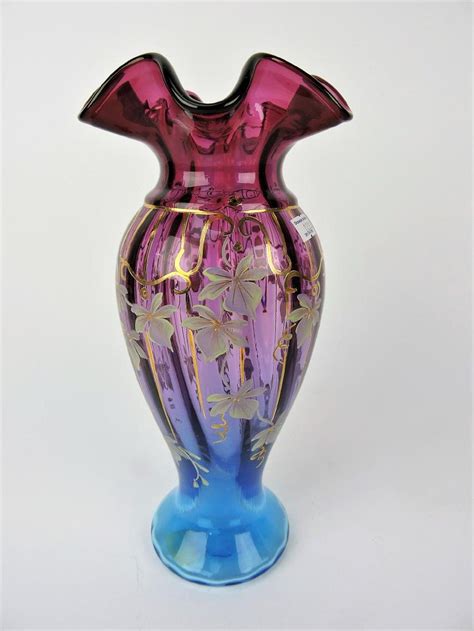 Fenton Vase With Hand Painted Fenton Glass Chocolate Pots Depression Glass Art Pottery Hand