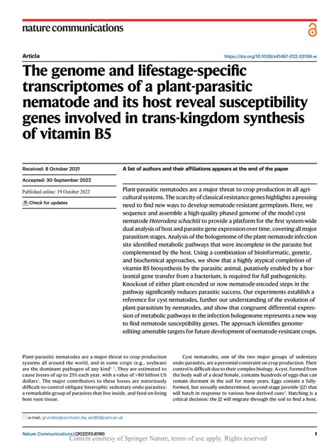 pdf the genome and lifestage specific transcriptomes of a plant parasitic nematode and its