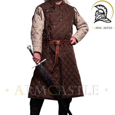 Medieval Witcher Gambeson Costume Crossed Quilted Thick Padded