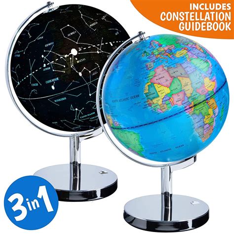 3 In 1 World Globe Led Constellation Map Night Light Kids Globe