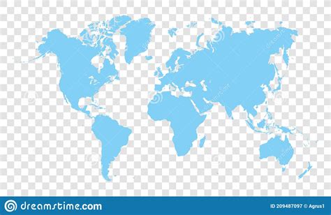 Blue World Map Vector Illustration Of Earth Map On Transparent
