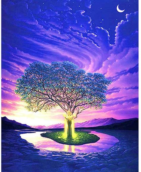 5d Diamond Painting Glowing Woman In The Tree Kit Offered By Bonanza