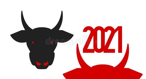 Horns Of The Bull 2021 Year Of The Bull Flat Style Vector Illustration