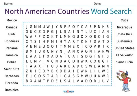 Printable Countries Word Search Cool2bkids