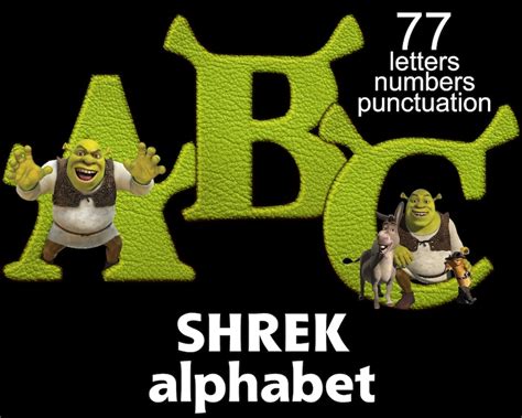 Shrek Alphabet Font Clipart Instant Download Digital Etsy
