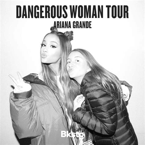 Two Women Standing Next To Each Other In Front Of A White Wall With The Words Dangerous Woman