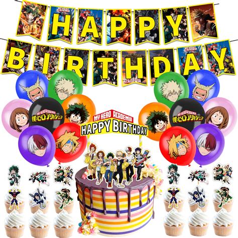 My Hero Academia Party Supplies, Birthday Decorations Set Including