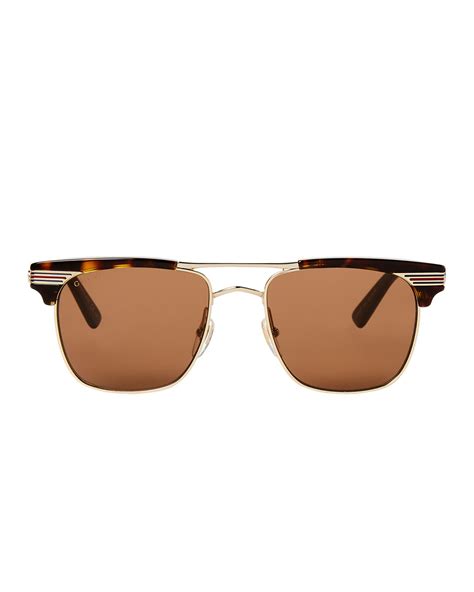 Gucci Gg0287s Tortoiseshell Look Clubmaster Sunglasses In Brown For
