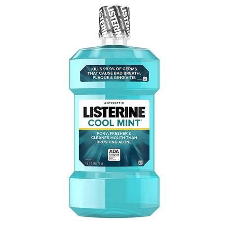 listerine cool mint antiseptic mouthwash for bad breath plaque and gingivitis 1 5 l