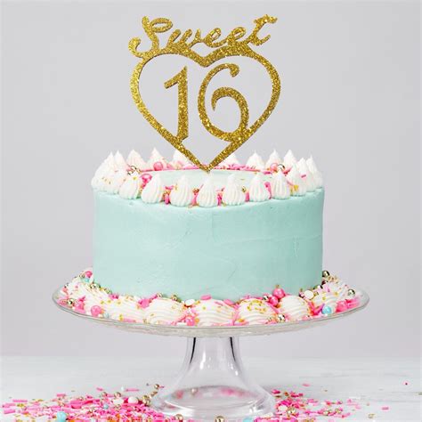 A cake takes the center stage of the birthday party. JennyGems Gold Sweet 16th Birthday Cake Topper - Sweet 16 ...