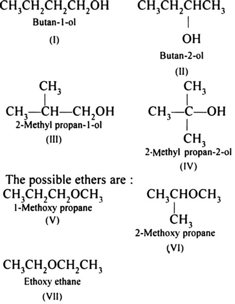 What Are Structures And Names Of C4h10o