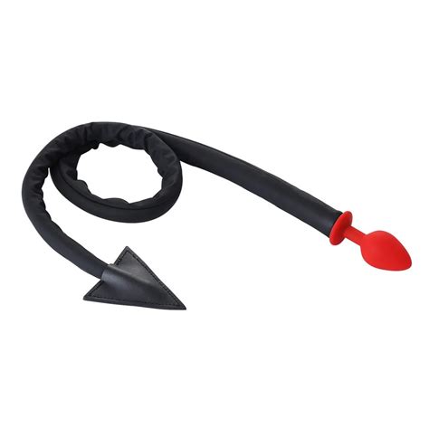Sex Toys Props Black Devil Tail Adult Supplies Silicone Red Anal Metal Plug Leather Whip Butt