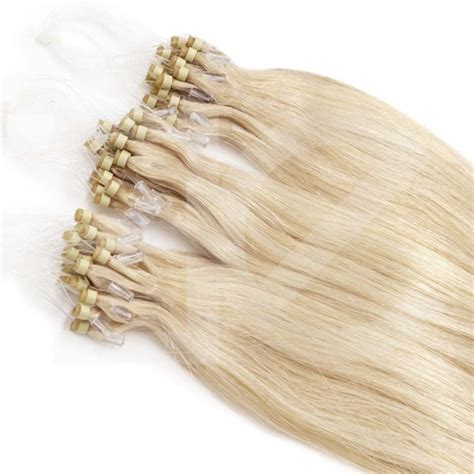 Micro Loop Hair Extensions 100 Human Hair Platinum Blonde 24 Inch