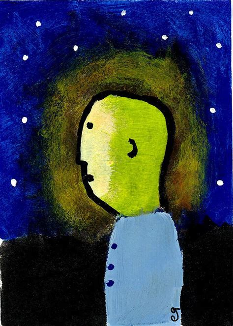 Dreamwalking E9art Aceo Outsider Folk Art Brut Painting Art Folk Art