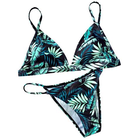 2017 swimwear women sexy micro bikinis set brazilian bikini set swimsuit leaf print maillot de