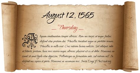 What Day Of The Week Was August 12 1565