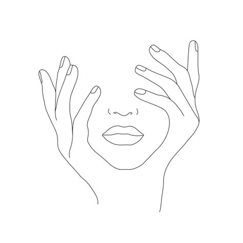 1600 x 1689 jpeg 67 кб. Minimal Line Art Woman with Hands on Face Comforters by ...