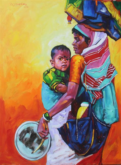 Mother And Child 11 By Artist K V Shankar Expressionism