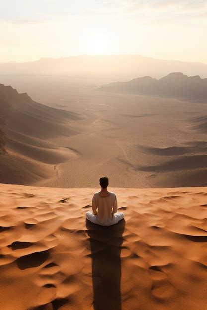 Persona Practicando Meditación De Yoga En El Desierto Foto Gratis