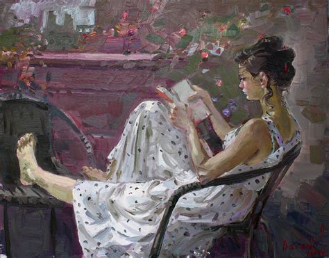 Girl Reading Painting By Ylli Haruni
