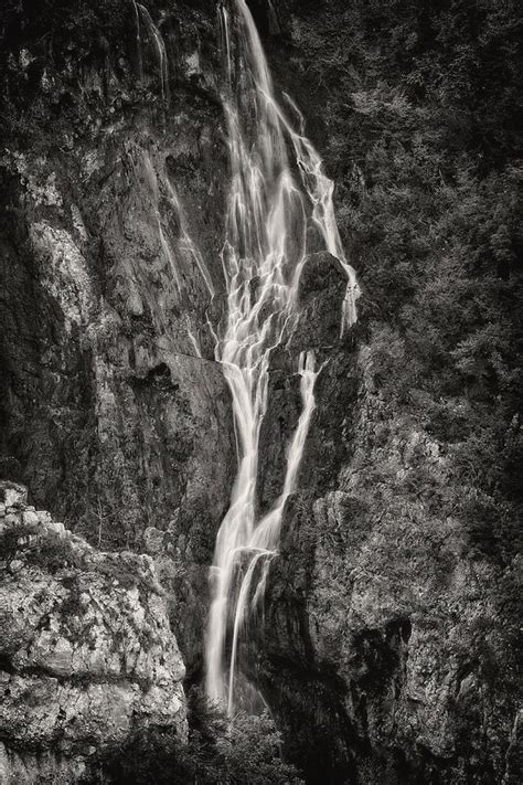 Waterfall Photograph Majestic Waterfall In Black And White By Artur