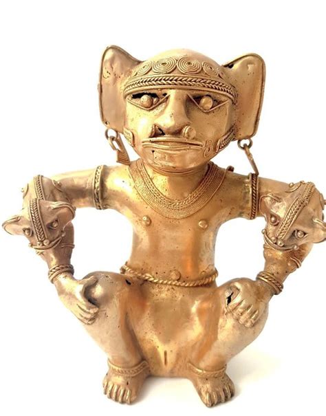 Pre Columbian Zoomorphic Figure Tumbagagold Artifact 140mmx120x63