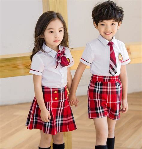 2017 New Kids School Uniform Dress Set Set Girl Bow Tie White Skirt