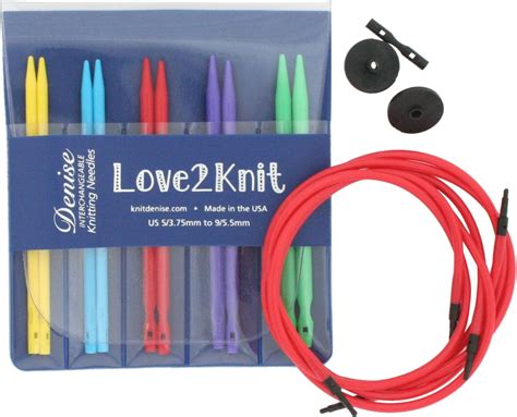 Denise Needles Love Knit Interchangeable Knitting Needle Set Sizes Acrylic Multicolour