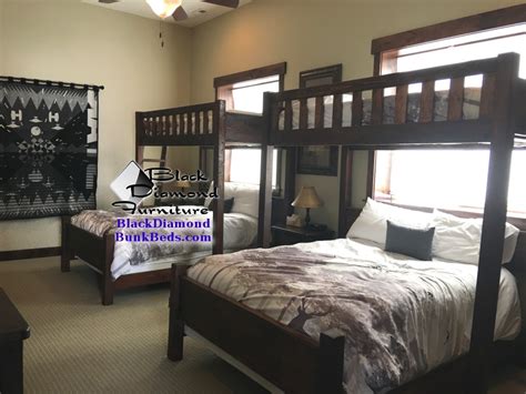 Some bunk bed designs place the larger mattress on top, with the lower twin mattress placed perpendicular to the upper full mattress to provide proper balance for the frame. Promontory Custom Bunk Bed
