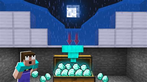 How Noob Turn Rain Into Diamonds In Minecraft Noob Vs Pro Youtube