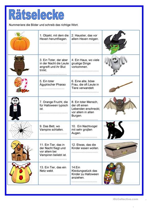 Rätselecke - Halloween | Halloween ideen, Halloween arbeitsblätter, Halloween